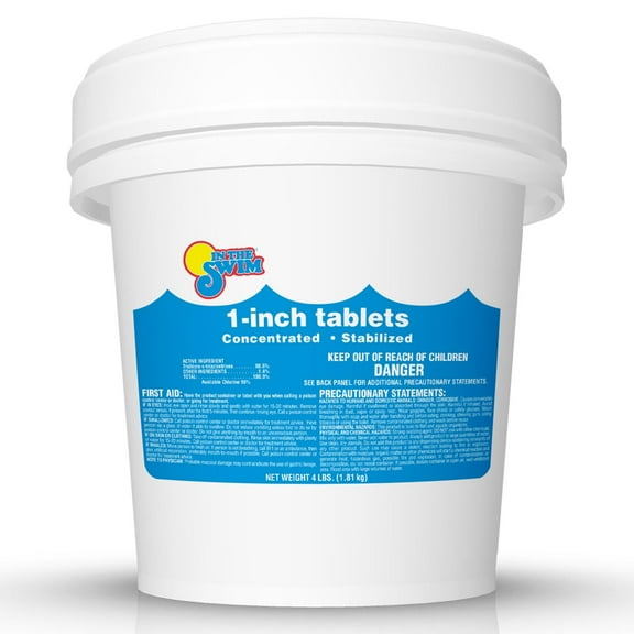 In The Swim 1 Inch Stabilized Chlorine Tablets for Sanitizing Swimming Pools - Fast Dissolving - 90% Available Chlorine - Tri-Chlor - 4 Pounds U001004032AE