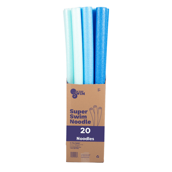 In The Swim 20-Pack, 3-Inch Diameter Jumbo Pool Noodles – Soft Large Foam Noodles for Extra Buoyancy - Floating Training Device, Exercise Aid, Pool Toy - 50 Inches Long - 3 Shades of Blue 1056473