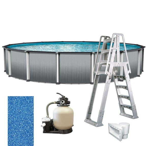 In The Swim 24' Round Above Ground Swimming Pool - Weekender (Premium) Package - Featuring: Sand Filter, Pump System and A-Frame Ladder LESWKPR2452LES