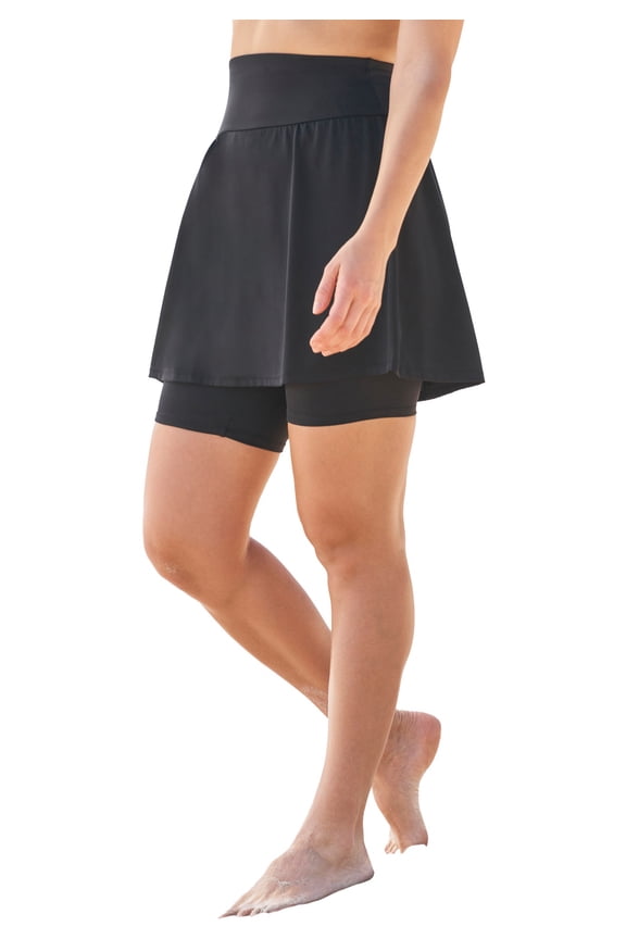 Swim 365 Women's Plus Size 360° Powermesh High-Waist Swim Skirt With Tummy Control