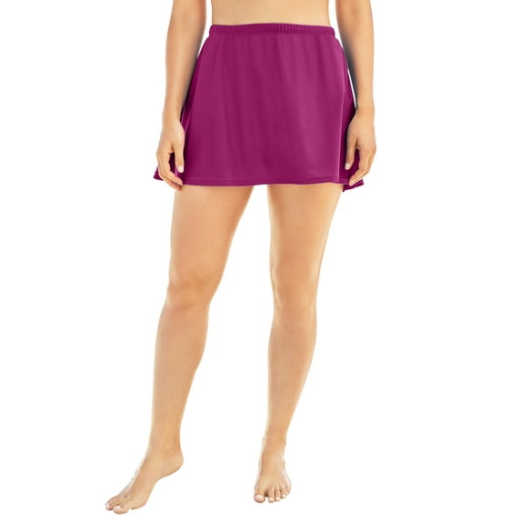 Swim 365 Women's Plus Size A-Line Swim Skirt With Built-In Tummy Control Brief
