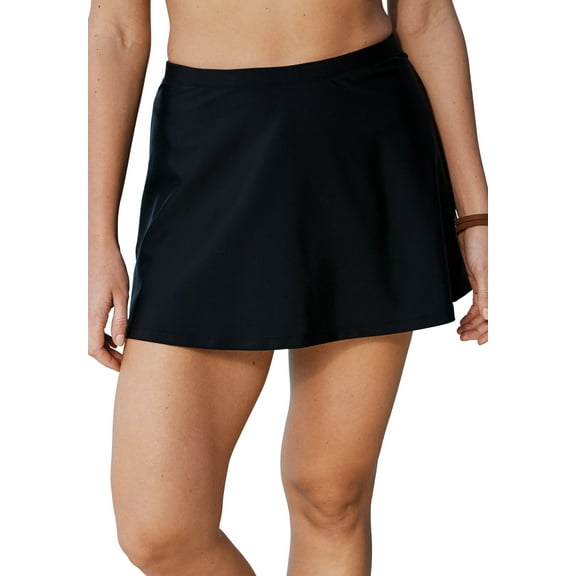 Swim 365 Women's Plus Size A-Line Swim Skirt With Built-In Tummy Control Brief
