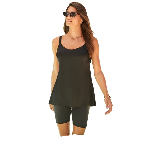 Swim 365 Women's Plus Size Back-Smoothing Tankini Top