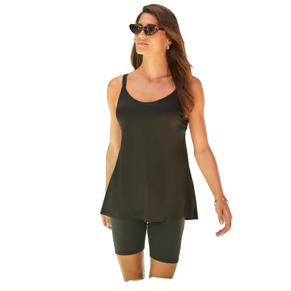 Swim 365 Women's Plus Size Back-Smoothing Tankini Top
