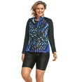thumbnail image 1 of Swim 365 Women's Plus Size Chlorine Resistant Long-Sleeve Colorblock Swim Tee, 1 of 6