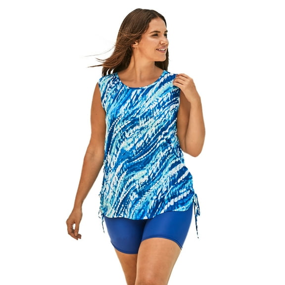 Swim 365 Women's Plus Size Chlorine Resistant Swim Tank Coverup With Side Ties