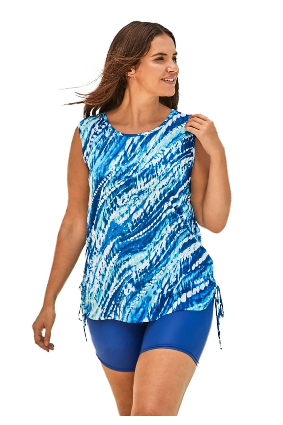 Swim 365 Women's Plus Size Chlorine Resistant Swim Tank Coverup With Side Ties