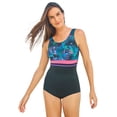 thumbnail image 1 of Swim 365 Women's Plus Size Empire-Waist Swimsuit With Molded Bra, 1 of 5