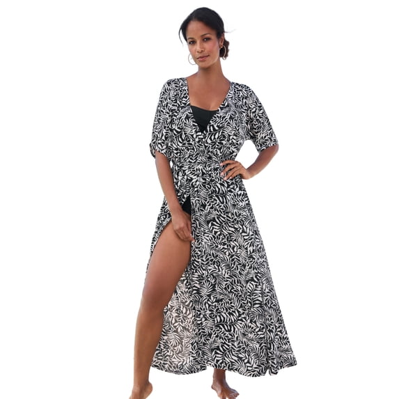 Swim 365 Women's Plus Size Faux-Wrap Swim Cover Up