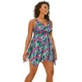 thumbnail image 1 of Swim 365 Women's Plus Size Handkerchief-Hem Twist-Front Tummy Control Two-Piece Swim Dress, 1 of 6