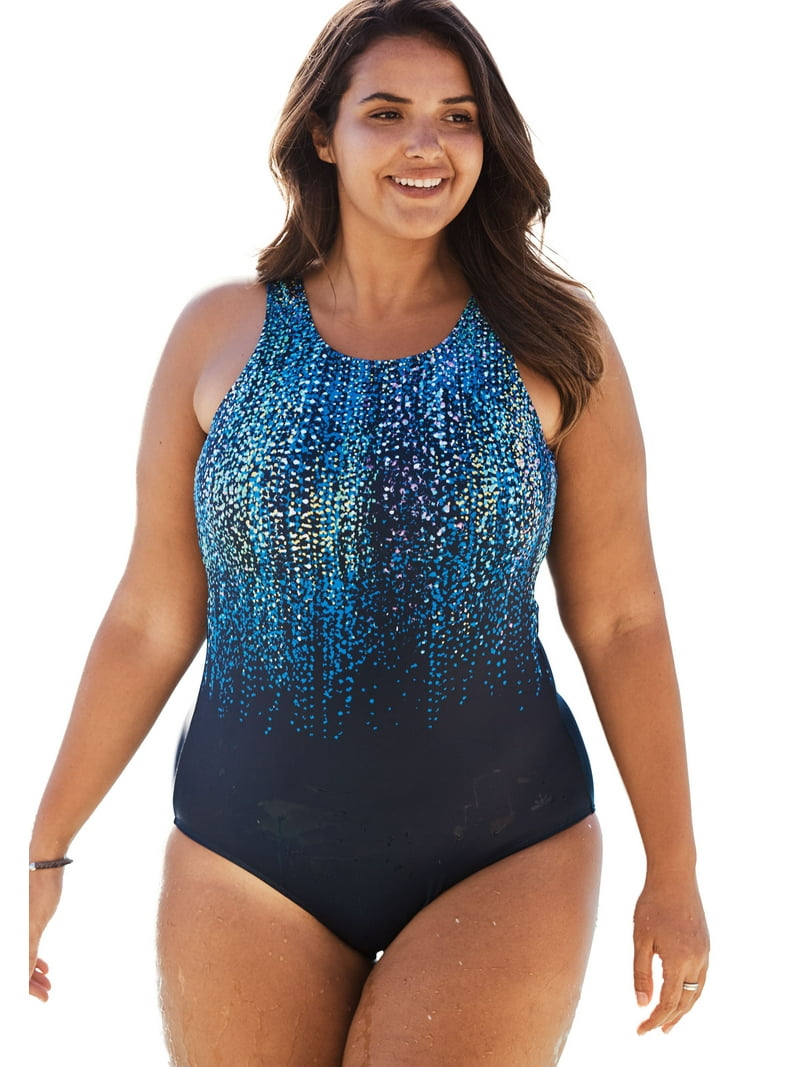 Swim 365 Women's Plus Size High-Neck One Piece