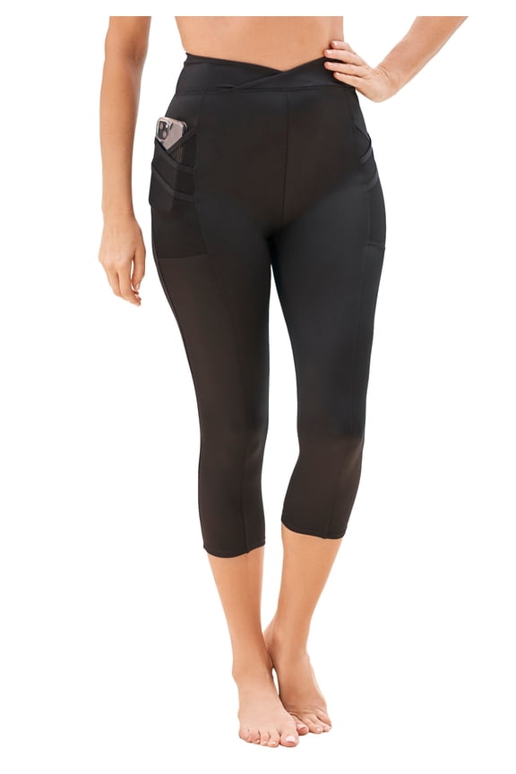Swim 365 Women's Plus Size High-Waist Swim Capri With Mesh Pockets