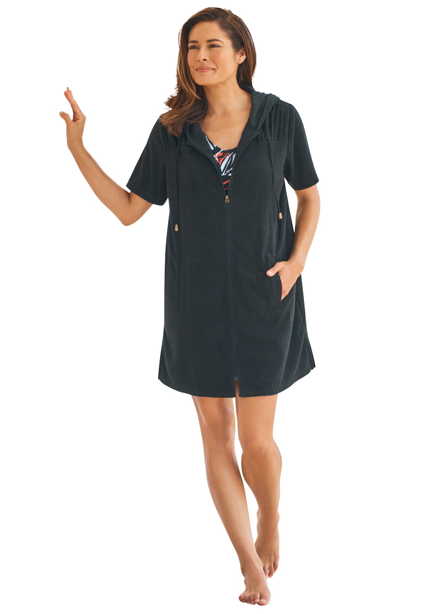 Swim 365 Women s Plus Size Hooded Terry Swim Cover Up