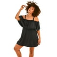 thumbnail image 1 of Swim 365 Women's Plus Size Laser-Cut Off-The-Shoulder Swim Dress, 1 of 4