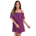 thumbnail image 1 of Swim 365 Women's Plus Size Laser-Cut Off-The-Shoulder Swim Dress, 1 of 4