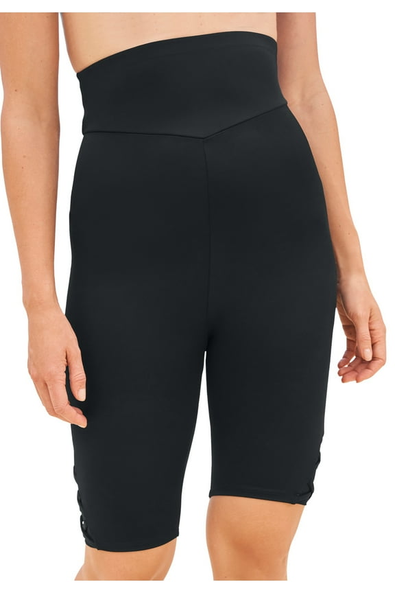 Swim 365 Women's Plus Size Lattice-Detailed High-Waist Bike Short