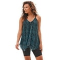 thumbnail image 1 of Swim 365 Women's Plus Size Longer-Length Draped Mesh Racerback Tankini Top, 1 of 5