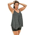 thumbnail image 1 of Swim 365 Women's Plus Size Longer-Length Draped Mesh Racerback Tankini Top, 1 of 5