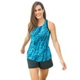 thumbnail image 1 of Swim 365 Women's Plus Size Longer-Length High-Neck Racerback Tankini Top, 1 of 6
