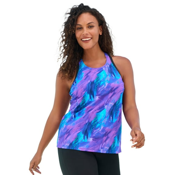 Swim 365 Women's Plus Size Longer-Length Racerback Tankini Top
