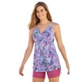 thumbnail image 1 of Swim 365 Women's Plus Size Longer-Length Side-Tie Tankini Top, 1 of 2