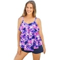 thumbnail image 1 of Swim 365 Women's Plus Size Longer-Length Tiered-Ruffle Tankini Top, 1 of 3