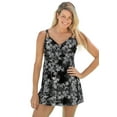 thumbnail image 1 of Swim 365 Women's Plus Size Loop-Strap V-Neck Tummy Control Two-Piece Swim Dress, 1 of 6