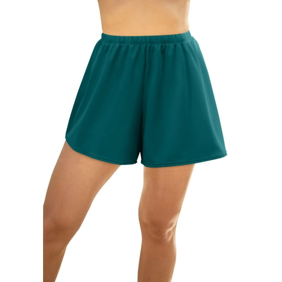 Swim 365 Women's Plus Size Loose Swim Short With Built-In Tummy Control Brief
