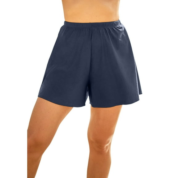 Swim 365 Women's Plus Size Loose Swim Short With Built-In Tummy Control Brief