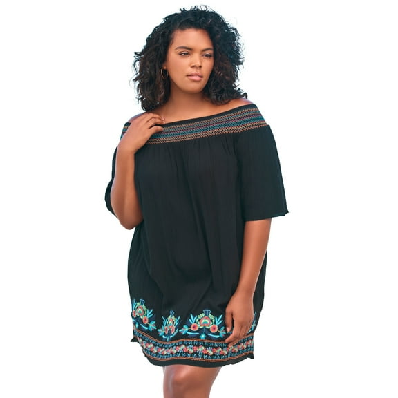 Swim 365 Women's Plus Size Off-The-Shoulder Cover Up