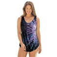 thumbnail image 1 of Swim 365 Women's Plus Size Sarong V-Neck Tummy Control One-Piece Swimsuit, 1 of 6