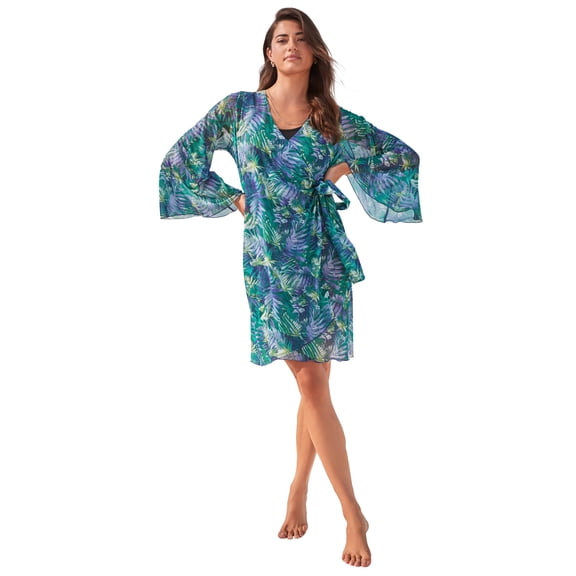 Swim 365 Women's Plus Size Sheer Wrap Cover-Up
