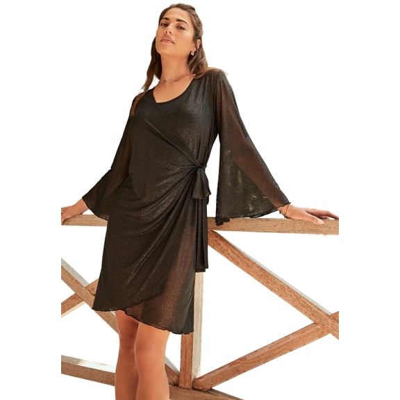 Swim 365 Women's Plus Size Sheer Wrap Cover-Up