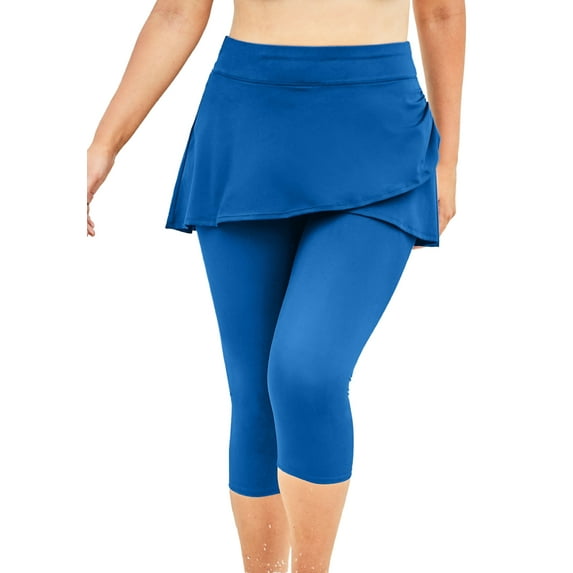 Swim 365 Women's Plus Size Skirted Swim Capri Pant