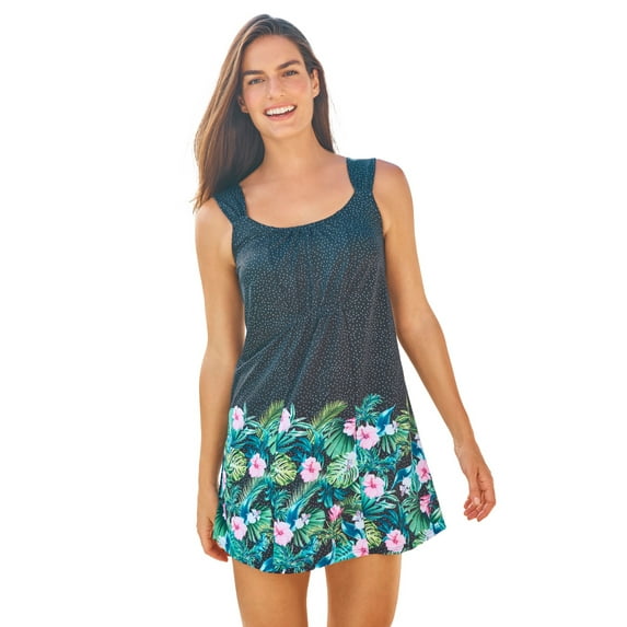 Swim 365 Women's Plus Size Smocked Swim Dress Set