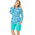 thumbnail image 1 of Swim 365 Women's Plus Size Split-Neck Long Sleeve Swim Tee With Built-In Bra, 1 of 6