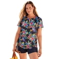 thumbnail image 1 of Swim 365 Women's Plus Size Split-Neck Short-Sleeve Swim Tee With Built-In Bra, 1 of 6