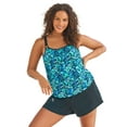 thumbnail image 1 of Swim 365 Women's Plus Size Tank Overlay Swim Romper, 1 of 3