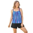 thumbnail image 1 of Swim 365 Women's Plus Size Tank Overlay Swim Romper, 1 of 3