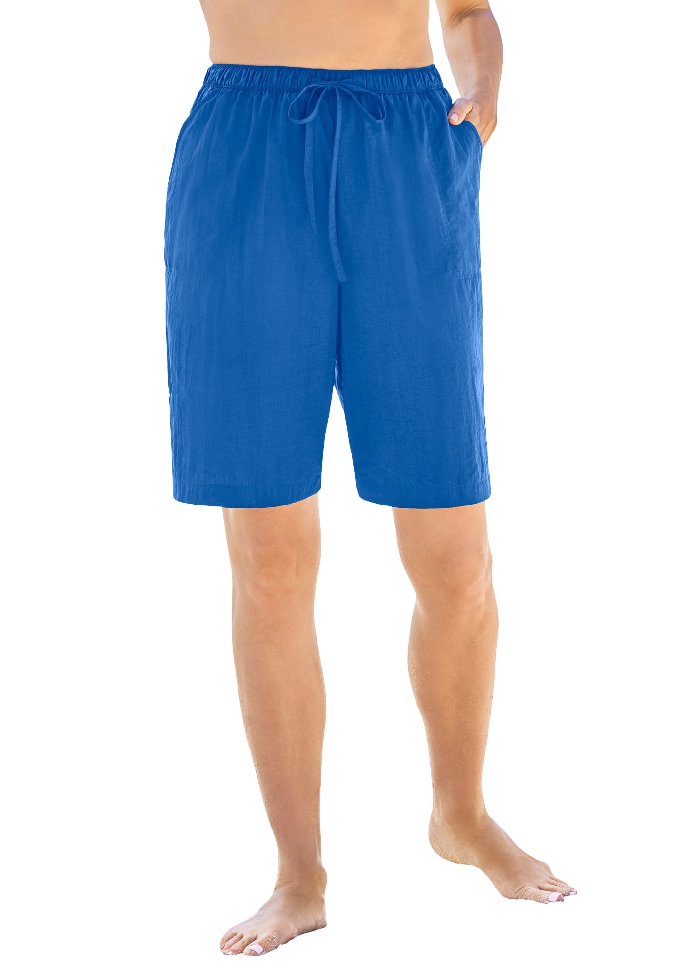 Swim 365 Women's Plus Size Taslon Cover Up Board Shorts With Built-In Brief