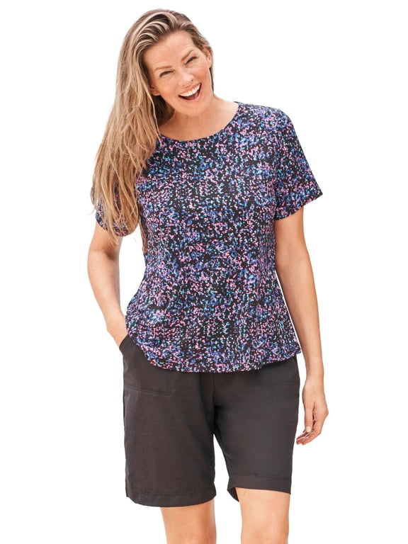 Women's Plus Size Chlorine-Resistant Crewneck Relaxed-Fit Swim Tee