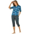 thumbnail image 1 of Swim 365 Women's Plus Size Three-Quarter Sleeve Swim Tee, 1 of 5
