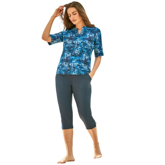 Swim 365 Women's Plus Size Three-Quarter Sleeve Swim Tee