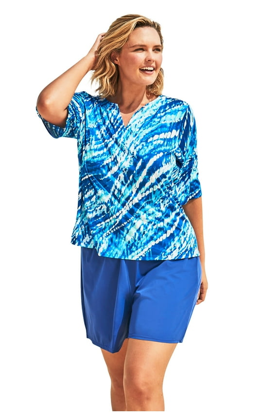 Swim 365 Women's Plus Size Three-Quarter Sleeve Swim Tee