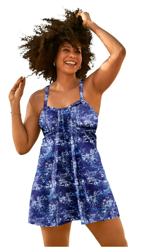 Swim 365 Women's Plus Size Two-Piece Flyaway Swim Dress