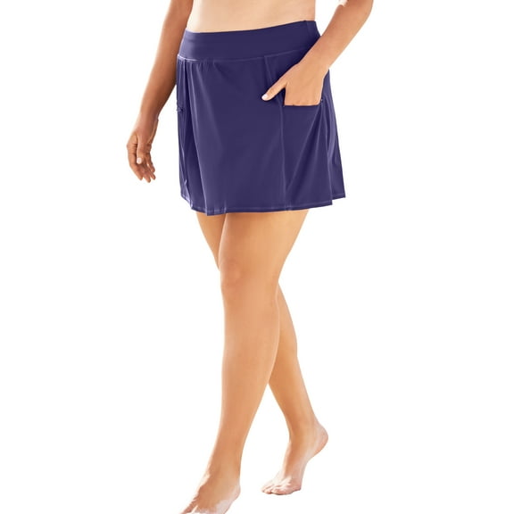 Swim 365 Women's Plus Size Zip-Pocket Swim Skort