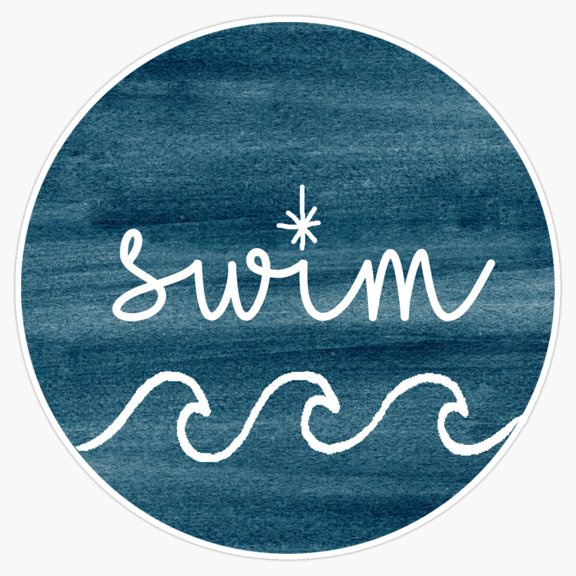 Swim Abstract Water Ripple Silhouette Aquatic Slogan Sticker