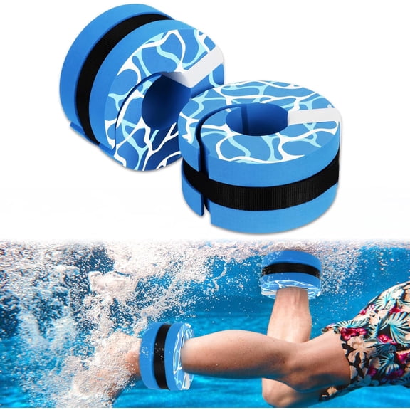 Swim Aquatic Cuffs,High-Density EVA Water Aerobics Float Ring Fitness Pool Exercise Weights Set, Water Ankles Arms Belts with Adjustable Float for Swim Fitness Training(Blue)