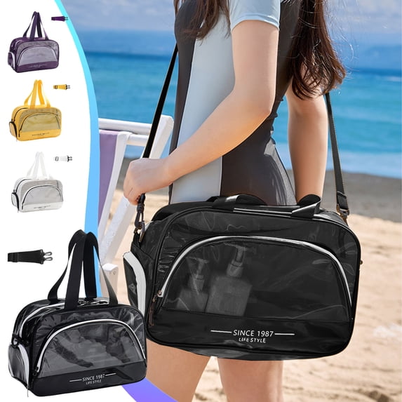 Swim Bag, Dry Wet Separated, Waterproof Large Capacity Beach Bag, Crossbody Beach Tote with Shoe Compartment for Women Men Pool Gym Travel, AKLJWH, #02 Purple