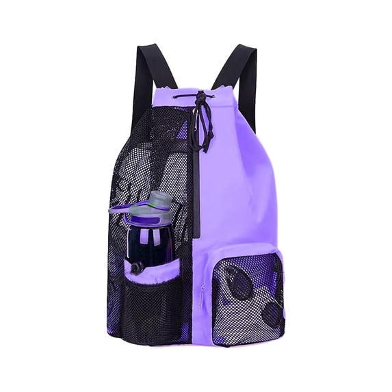 Swim Bag Mesh Drawstring Backpack with Wet Bag, Large Capacity 46x29x15cm Swimming Gym Bag, Breathable Cloth Backpack for Beach Fitness Gear